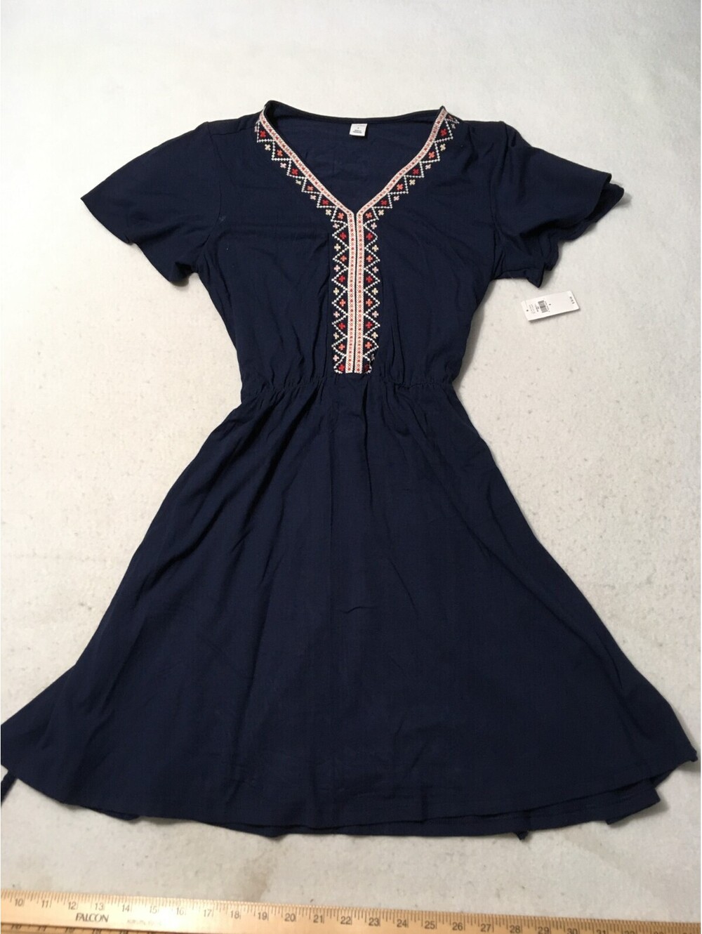 Old Navy Womens Blue Embroidered ROPE Tie Belt Dress Boho SMALL